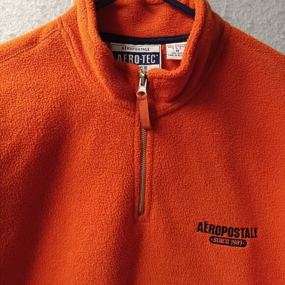 Aeropostale Aero-Tec Men's Med Vtg Orange Fleece Pullover Sweater Gorpcore - Picture 3 of 5